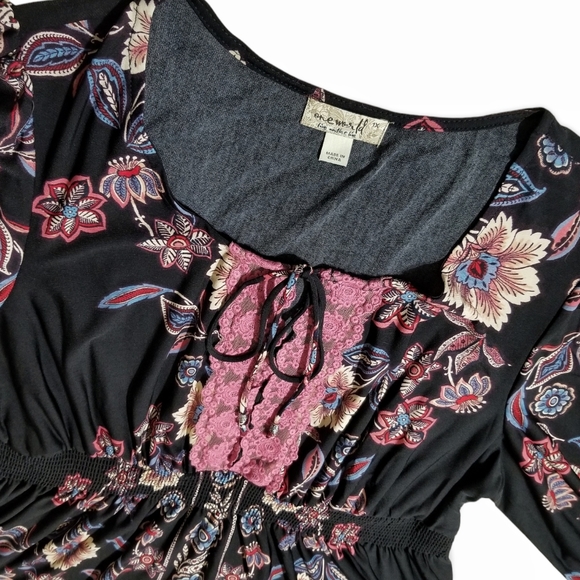 One World Printed Embellished Floral Black Dress Woman Size 1X - Picture 8 of 9